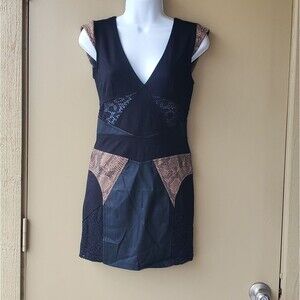 Hunt No More Faux Leather Snake Print Black Dress